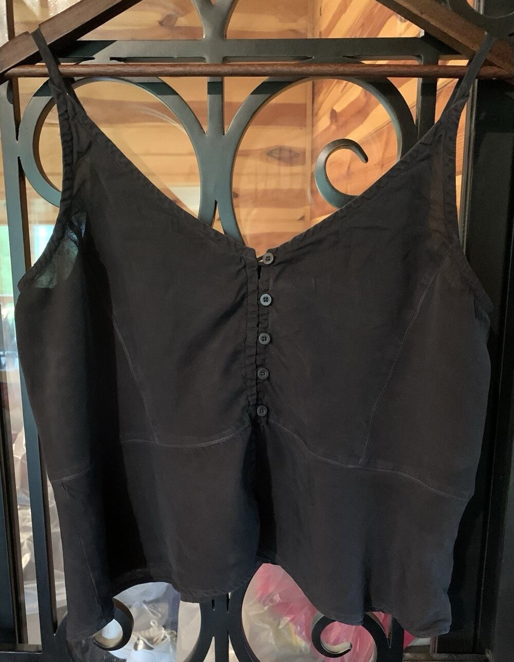 Anthropologie Cloth & Stone Womens Black Crop Top Tencel Lyocell Size L